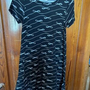 Black Dress with White Bow Pattern